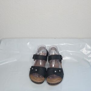 Atalina Black Strappy Sandals with Buckle Detail Size 10